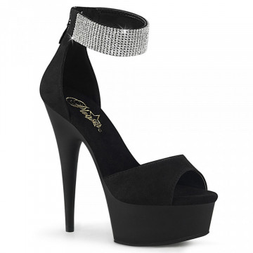 Pleaser DELIGHT-625 Blk Faux Suede/Blk Matte