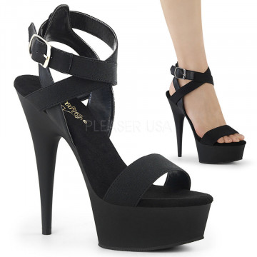 Pleaser DELIGHT-646 Blk Elastic Band-Faux Leather/Blk Matte
