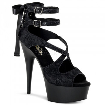 Pleaser DELIGHT-678LC Blk Satin-Lace/Blk Matte