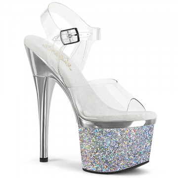 Pleaser ESTEEM-708CHLG Clr/Slv Chrome-Multi Glitte