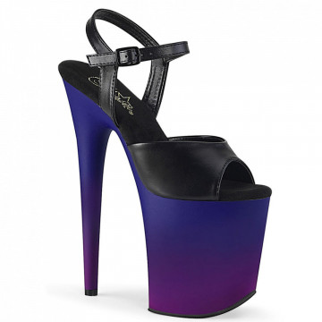 Pleaser FLAMINGO-809BP Blk Faux Leather/Blue-Purpl