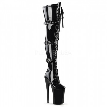 Pleaser INFINITY-3028 Blk Stretch Pat/Blk