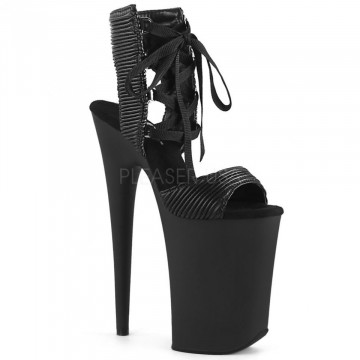 Pleaser INFINITY-900-14 Blk Quilted Faux Leather/B