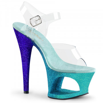 Pleaser MOON-708OMBRE Clr/Aqua-Blue Ombre