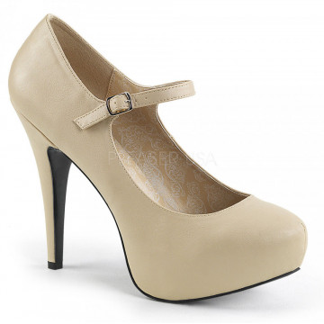 Pleaser Pink Label CHLOE-02 Cream Faux Leather