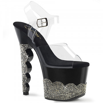 Pleaser SCALLOP-708-2RS Clr/Blk-Pewter RS