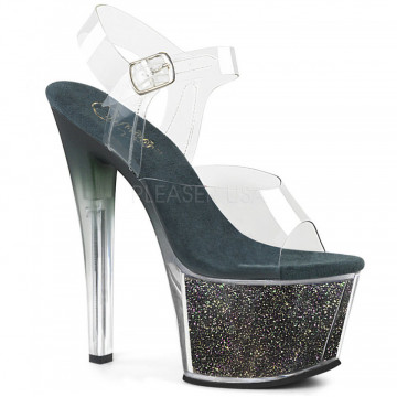 Pleaser SKY-308G-T Clr/Green Multi Glitter Inserts
