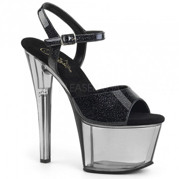 Pleaser SKY-309GPT Blk Glitter Pat/Smoke Tinted