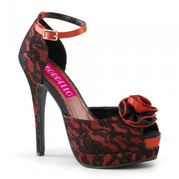 Bordello BELLA-17 Red Satin-Blk Lace