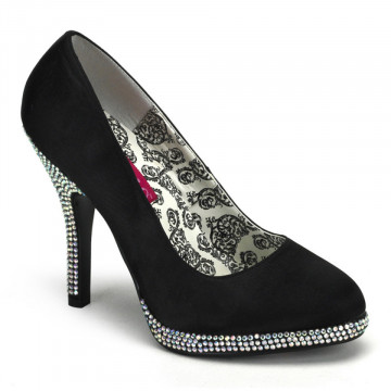 Bordello TEMPT-39 Blk Satin-Iridescent Rhinestones