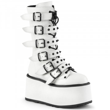 Demonia DAMNED-225 Wht Vegan Leather