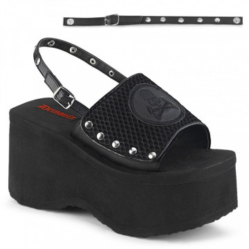Demonia FUNN-32 Blk Fishnet-Vegan Leather