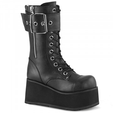 Demonia PETROL-150 Blk Vegan Leather