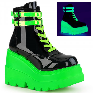 Demonia SHAKER-52 Blk Pat-UV Neon Green