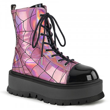 Demonia SLACKER-88 Pink Hologram-Blk Pat