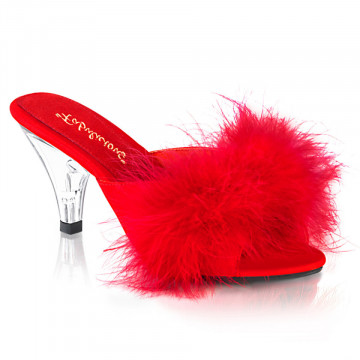 Fabulicious BELLE-301F Red Pu-Fur/Clr