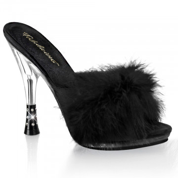 Fabulicious GLITZY-501-8 Blk Satin Fur/Clr