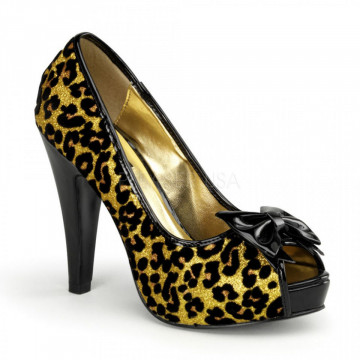 Pin Up Couture BETTIE-12 Gold Gltr (Cheetah Print)