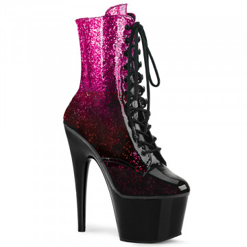 Pleaser ADORE-1020OMB H. Pink-Burgundy Glittered Ombre Pat/Blk
