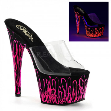 Pleaser ADORE-701UVL Clr/Blk-Neon Pink