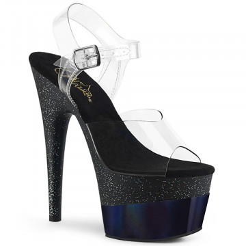 Pleaser ADORE-708-2HGM Clr/Blk Glitter Hologram