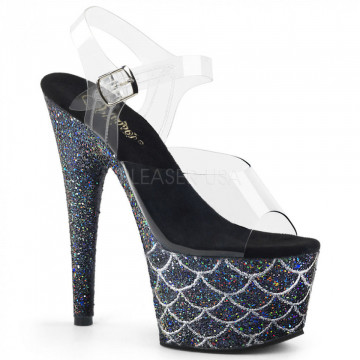 Pleaser ADORE-708MSLG Clr/Blk Multi Glitter