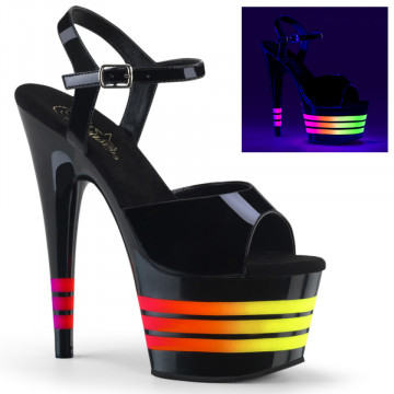 Pleaser ADORE-709UVLN Blk Pat/Blk-Neon Multi