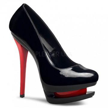 Pleaser BLONDIE-685 Blk Pat/Blk-Red