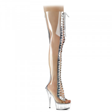 Pleaser DELIGHT-3026 Clr-Slv Metalic Pu-TPU/Clr