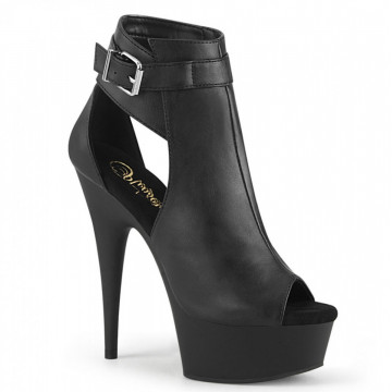 Pleaser DELIGHT-600-10 Blk Faux Leather/Blk Matte