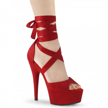 Pleaser DELIGHT-679 Red Faux Suede/Red Faux Suede