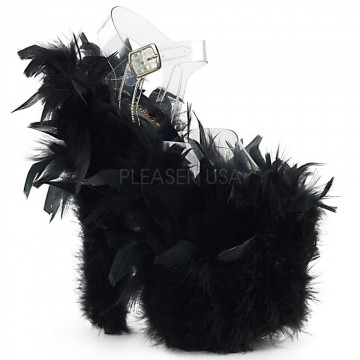 Pleaser FLAMINGO-808F Clr/Blk Marabou Feather