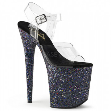 Pleaser FLAMINGO-808LG Clr/Blk Multi Glitter