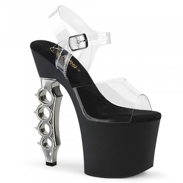 Pleaser IRONGRIP-708 Clr/Blk Matte-Slv Brushed