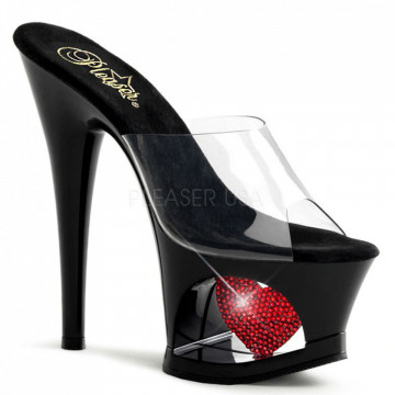 Pleaser MOON-701HRS Clr/Blk-Red