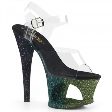 Pleaser MOON-708OMBRE Clr/Emerald-Blk Ombre