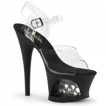 Pleaser MOON-708SK Clr/Blk Matte-Pewter