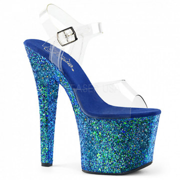 Pleaser RADIANT-708LG Clr/Blue Holo Glitter