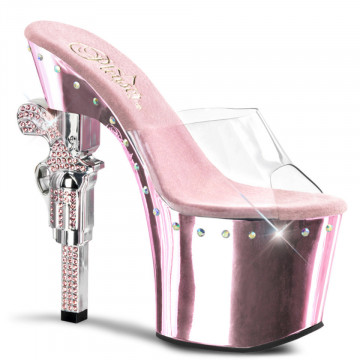 Pleaser REVOLVER-701LS Clr/B.Pink Chrome