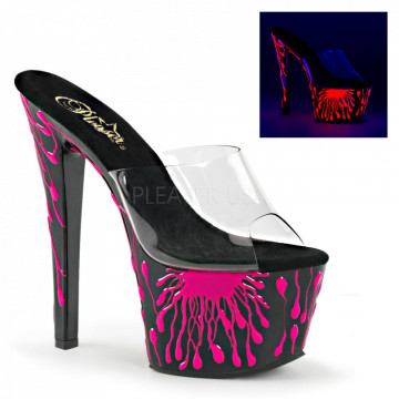 Pleaser SKY-301-5 Clr/Blk-Neon H. Pink
