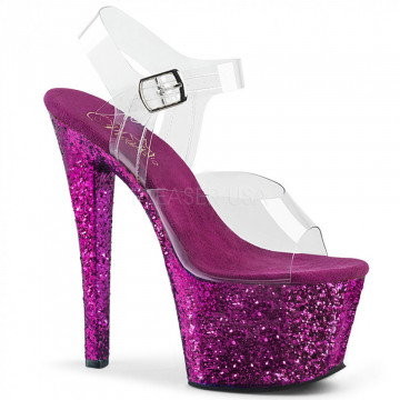 Pleaser SKY-308LG Clr/Purple Glitter