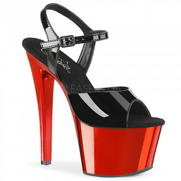 Pleaser SKY-309 Blk Pat/Red Chrome