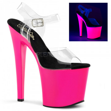 Pleaser TABOO-708UV Clr/Neon Pink
