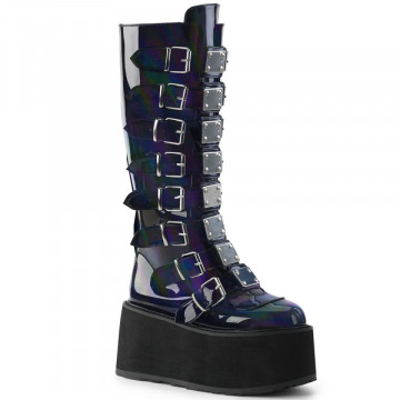 Demonia DAMNED-318 Blk Hologram Vegan Leather