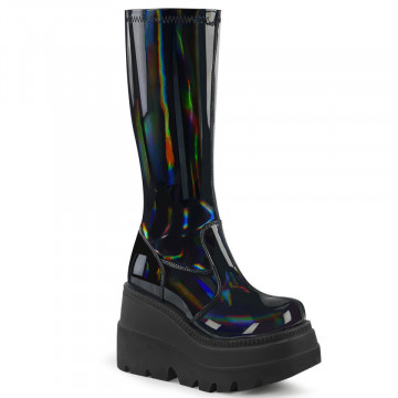 Demonia SHAKER-65 Stretch Blk Pat Holo