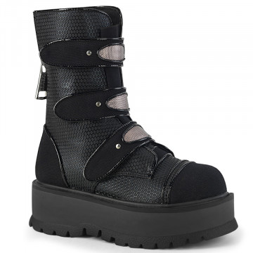 Demonia SLACKER-101 Blk Vegan Leather-Canvas