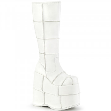 Demonia STACK-301 Wht Vegan Leather