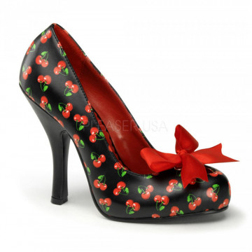 Pin Up Couture CUTIEPIE-06 Blk-Red Pu (Cherries Print)