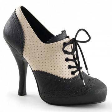 Pin Up Couture CUTIEPIE-14 Cream-Blk Distressed Pu