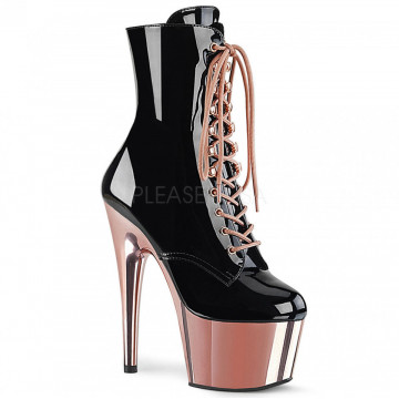 Pleaser ADORE-1020 Blk Pat/Rose Gold Chrome